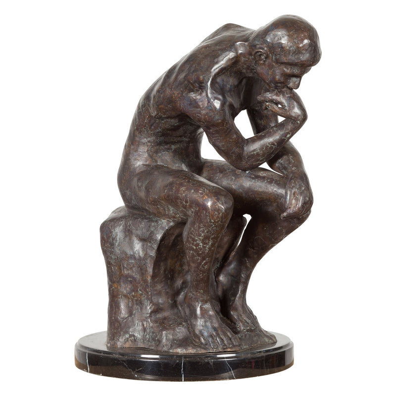 Lost Wax Cast Bronze Sculpture on Base Inspired by Auguste Rodin's The thinker-RG2129-1. Asian & Chinese Furniture, Art, Antiques, Vintage Home Décor for sale at FEA Home