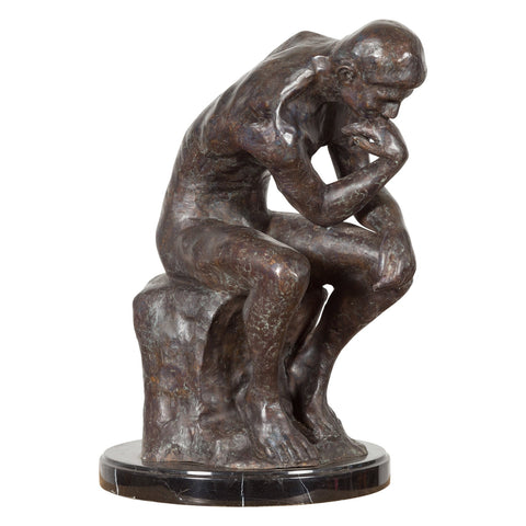 Lost Wax Cast Bronze Sculpture on Base Inspired by Auguste Rodin's The thinker-RG2129-1. Asian & Chinese Furniture, Art, Antiques, Vintage Home Décor for sale at FEA Home
