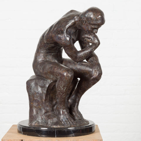 Lost Wax Cast Bronze Sculpture on Base Inspired by Auguste Rodin's The thinker-RG2129-11. Asian & Chinese Furniture, Art, Antiques, Vintage Home Décor for sale at FEA Home
