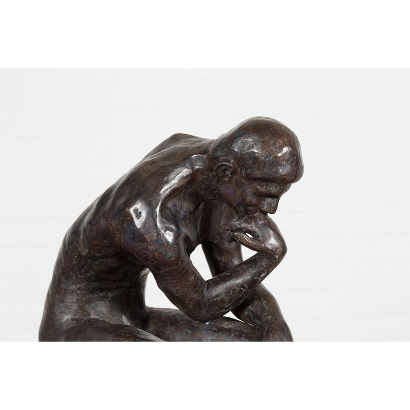 Lost Wax Cast Bronze Sculpture on Base Inspired by Auguste Rodin's The thinker-RG2129-12. Asian & Chinese Furniture, Art, Antiques, Vintage Home Décor for sale at FEA Home