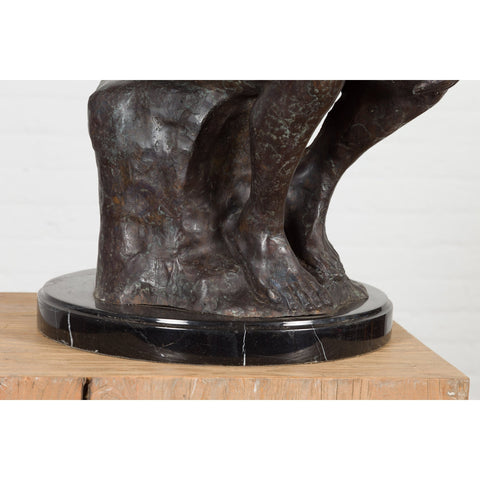 Lost Wax Cast Bronze Sculpture on Base Inspired by Auguste Rodin's The thinker-RG2129-13. Asian & Chinese Furniture, Art, Antiques, Vintage Home Décor for sale at FEA Home