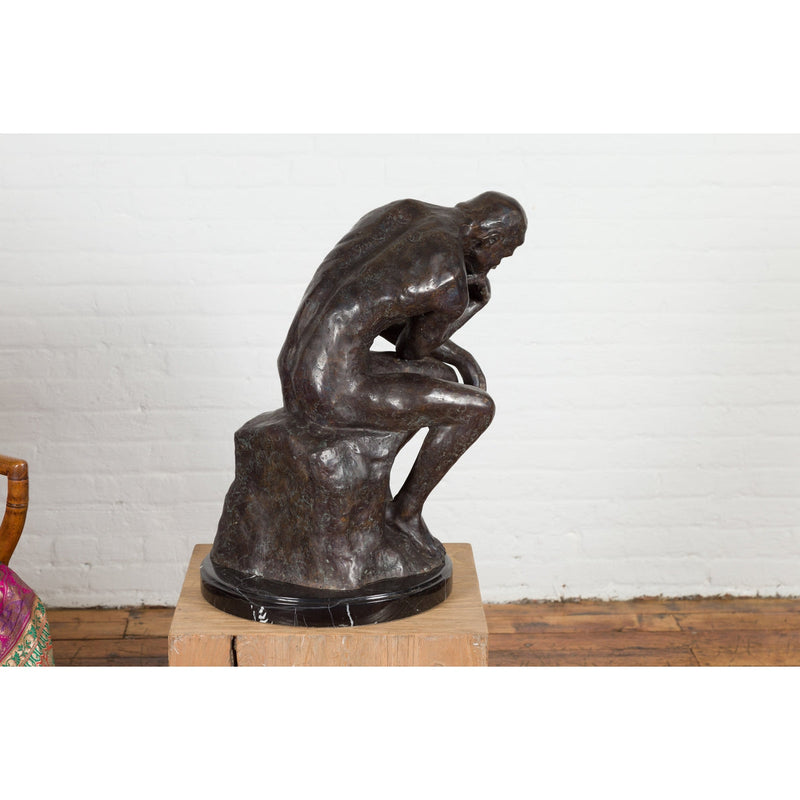 Lost Wax Cast Bronze Sculpture on Base Inspired by Auguste Rodin's The thinker-RG2129-14. Asian & Chinese Furniture, Art, Antiques, Vintage Home Décor for sale at FEA Home