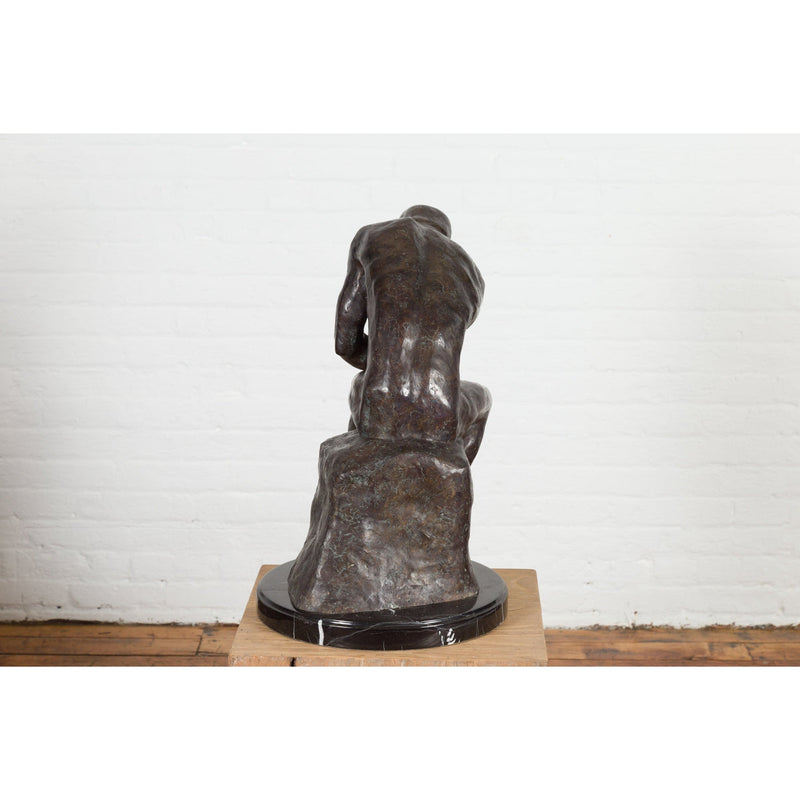Lost Wax Cast Bronze Sculpture on Base Inspired by Auguste Rodin's The thinker-RG2129-15. Asian & Chinese Furniture, Art, Antiques, Vintage Home Décor for sale at FEA Home