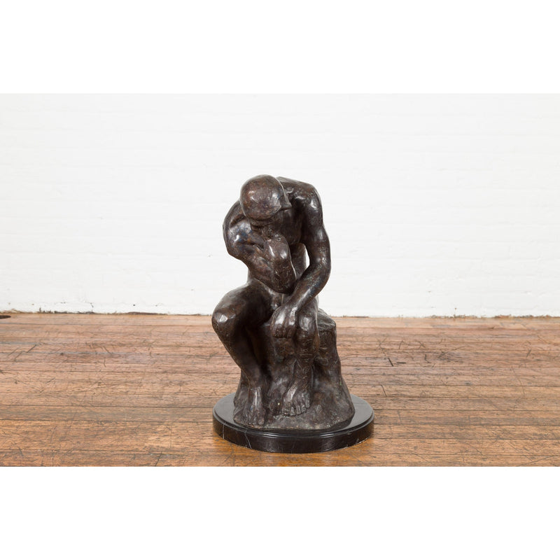 Lost Wax Cast Bronze Sculpture on Base Inspired by Auguste Rodin's The thinker-RG2129-2. Asian & Chinese Furniture, Art, Antiques, Vintage Home Décor for sale at FEA Home