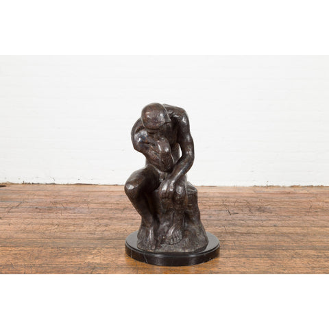 Lost Wax Cast Bronze Sculpture on Base Inspired by Auguste Rodin's The thinker-RG2129-2. Asian & Chinese Furniture, Art, Antiques, Vintage Home Décor for sale at FEA Home