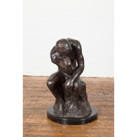 Lost Wax Cast Bronze Sculpture on Base Inspired by Auguste Rodin's The thinker-RG2129-5. Asian & Chinese Furniture, Art, Antiques, Vintage Home Décor for sale at FEA Home