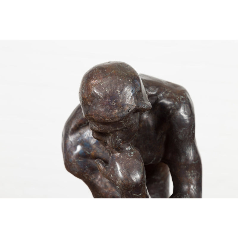 Lost Wax Cast Bronze Sculpture on Base Inspired by Auguste Rodin's The thinker-RG2129-6. Asian & Chinese Furniture, Art, Antiques, Vintage Home Décor for sale at FEA Home