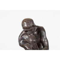 Lost Wax Cast Bronze Sculpture on Base Inspired by Auguste Rodin's The thinker