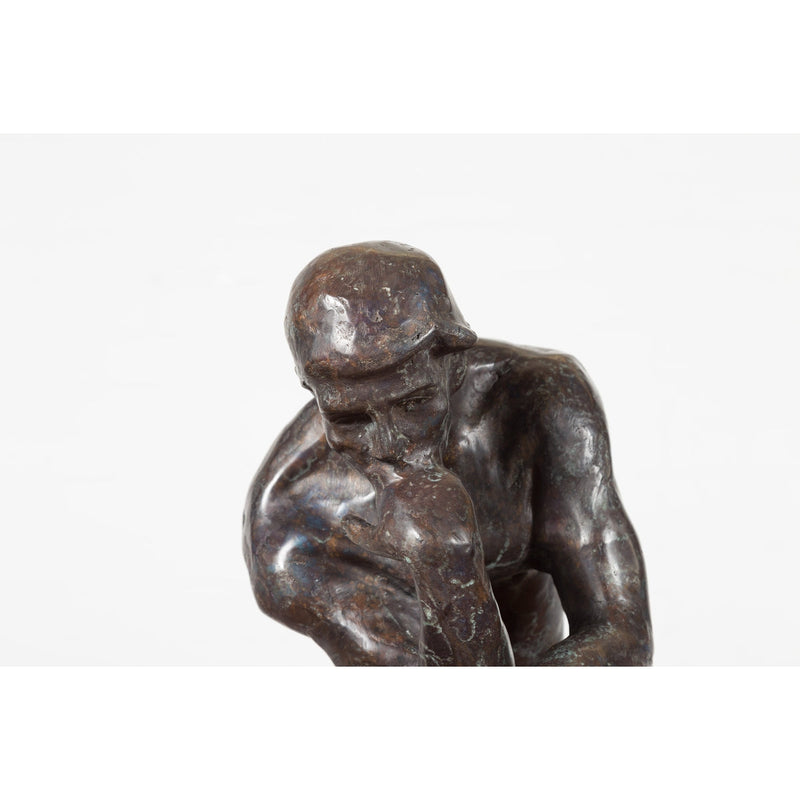 Lost Wax Cast Bronze Sculpture on Base Inspired by Auguste Rodin's The thinker-RG2129-8. Asian & Chinese Furniture, Art, Antiques, Vintage Home Décor for sale at FEA Home