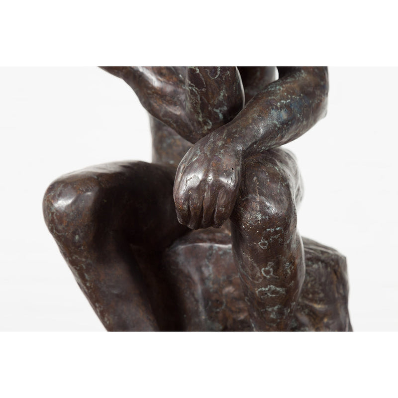 Lost Wax Cast Bronze Sculpture on Base Inspired by Auguste Rodin's The thinker-RG2129-9. Asian & Chinese Furniture, Art, Antiques, Vintage Home Décor for sale at FEA Home