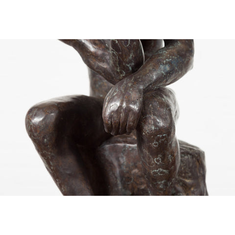 Lost Wax Cast Bronze Sculpture on Base Inspired by Auguste Rodin's The thinker-RG2129-9. Asian & Chinese Furniture, Art, Antiques, Vintage Home Décor for sale at FEA Home