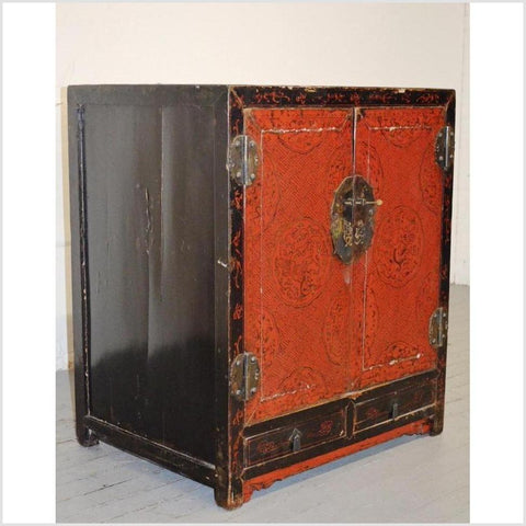 Low Black & Red Cabinet-YN1054-2. Asian & Chinese Furniture, Art, Antiques, Vintage Home Décor for sale at FEA Home