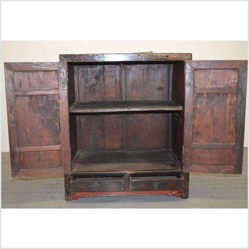 Low Black & Red Cabinet-YN1054-6. Asian & Chinese Furniture, Art, Antiques, Vintage Home Décor for sale at FEA Home