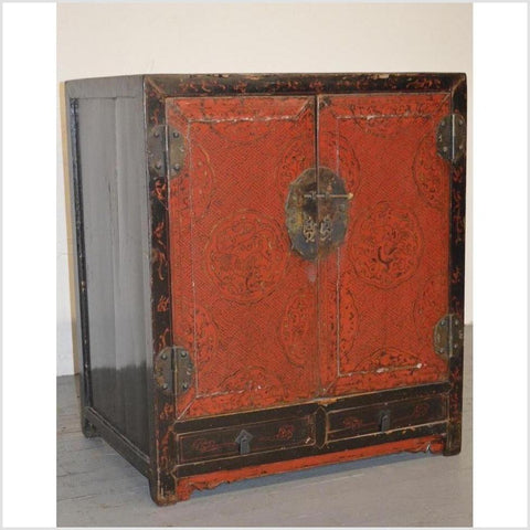 Low Black & Red Cabinet-YN1054-1. Asian & Chinese Furniture, Art, Antiques, Vintage Home Décor for sale at FEA Home