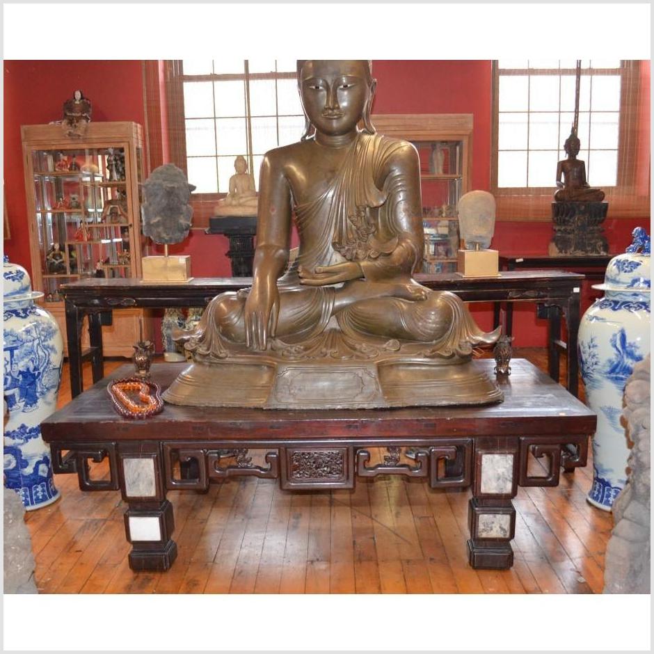Low Table with Carvings &amp; Marble Accents-3. Asian &amp; Chinese Furniture, Art, Antiques, Vintage Home Décor for sale at FEA Home