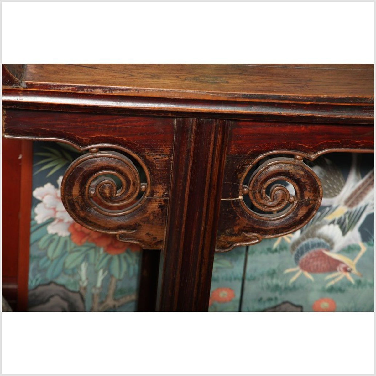 Mid 19th Century Chinese Carved Elmwood Console Table with Original Finish-5. Asian &amp; Chinese Furniture, Art, Antiques, Vintage Home Décor for sale at FEA Home