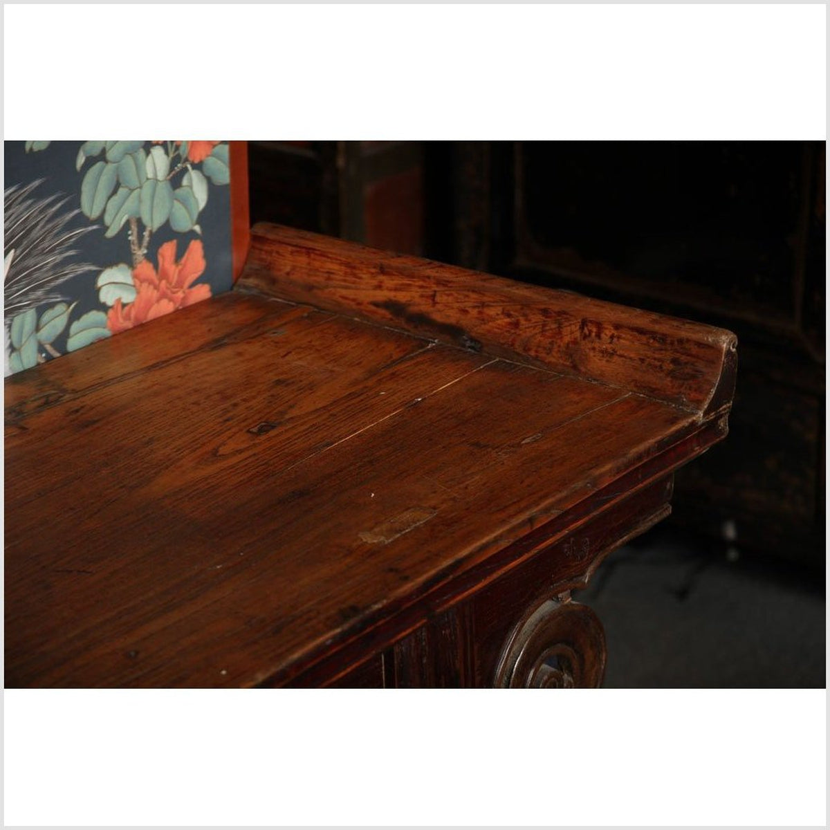 Mid 19th Century Chinese Carved Elmwood Console Table with Original Finish-8. Asian &amp; Chinese Furniture, Art, Antiques, Vintage Home Décor for sale at FEA Home