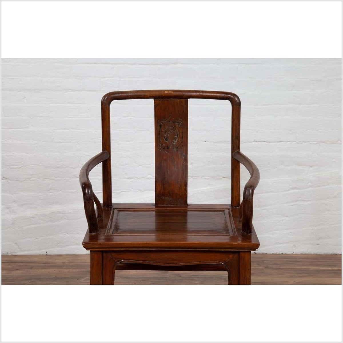 Ming Dynasty Style Wooden Wedding Chair with Carved Medallion and Curving Arms-5. Asian &amp; Chinese Furniture, Art, Antiques, Vintage Home Décor for sale at FEA Home