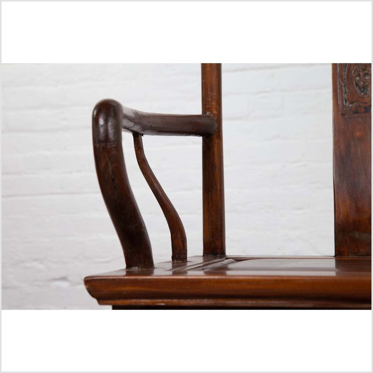 Ming Dynasty Style Wooden Wedding Chair with Carved Medallion and Curving Arms-8. Asian &amp; Chinese Furniture, Art, Antiques, Vintage Home Décor for sale at FEA Home
