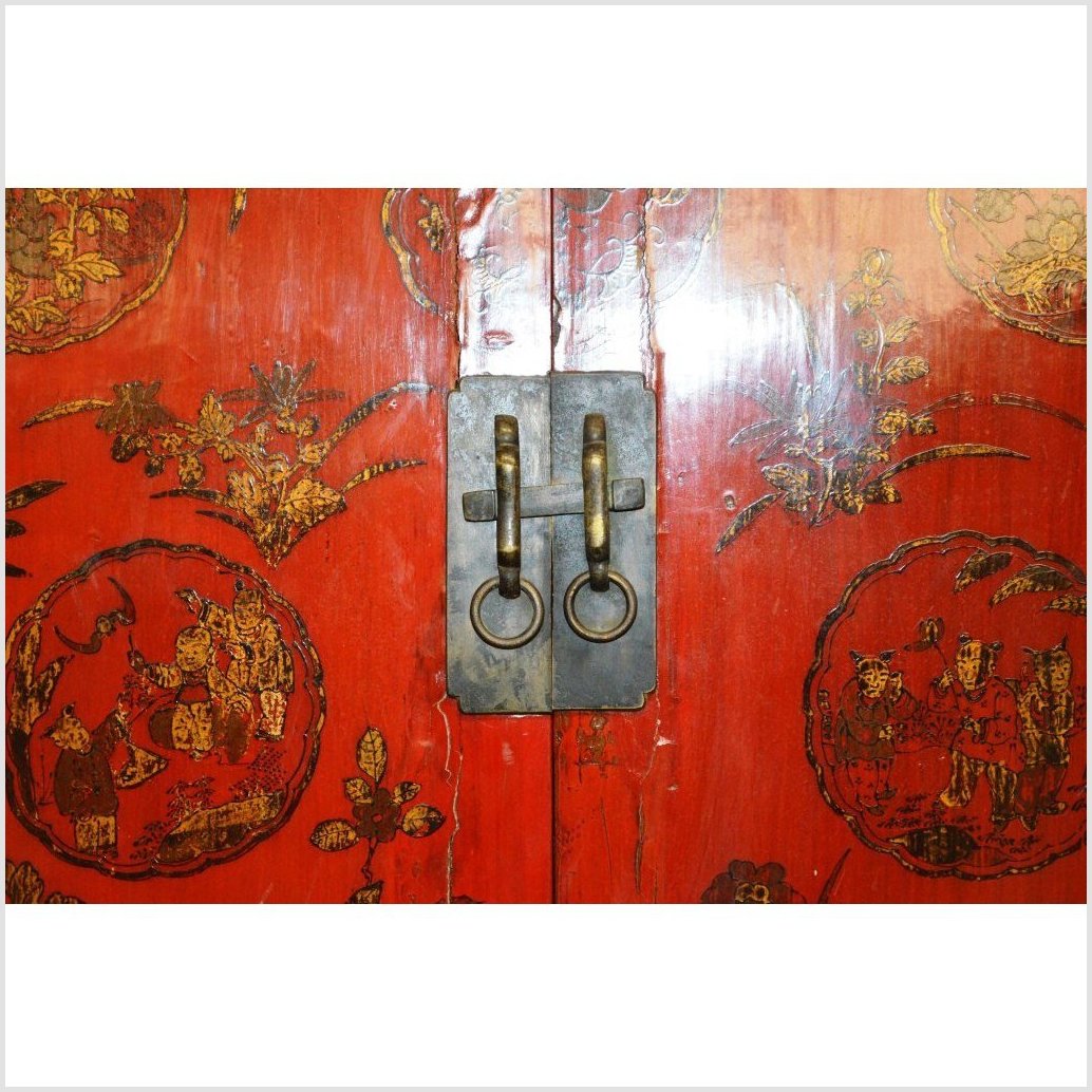 Original Decoration Antique Red Lacquer Cabinet-5. Asian &amp; Chinese Furniture, Art, Antiques, Vintage Home Décor for sale at FEA Home
