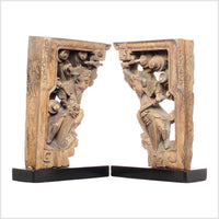 Pair of 18th Century Chinese Hand-Carved Temple Corbels with Characters- Asian Antiques, Vintage Home Decor & Chinese Furniture - FEA Home