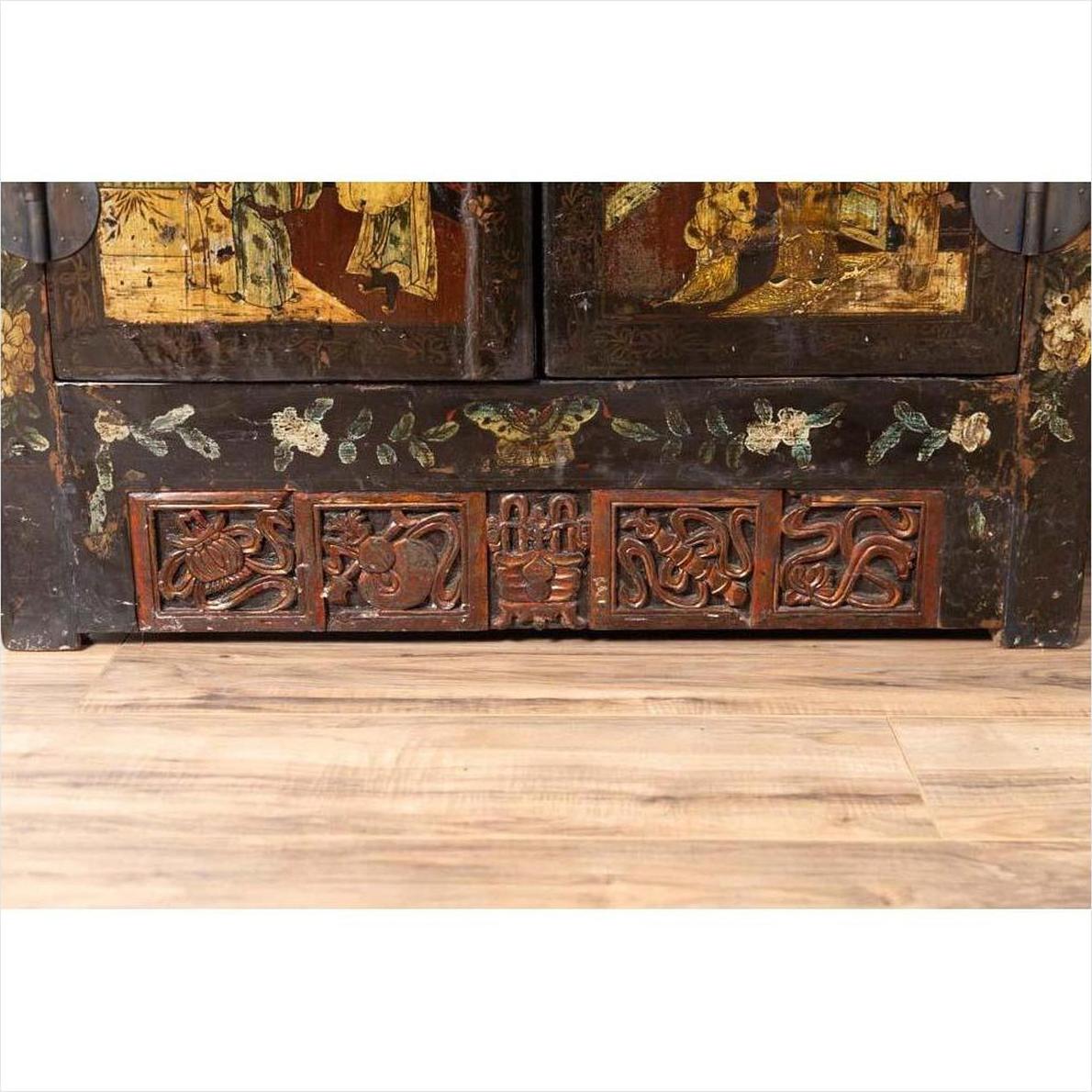 Pair of Antique Chinese Display Cabinets with Hand Painted Chinoiserie Motifs-11. Asian &amp; Chinese Furniture, Art, Antiques, Vintage Home Décor for sale at FEA Home
