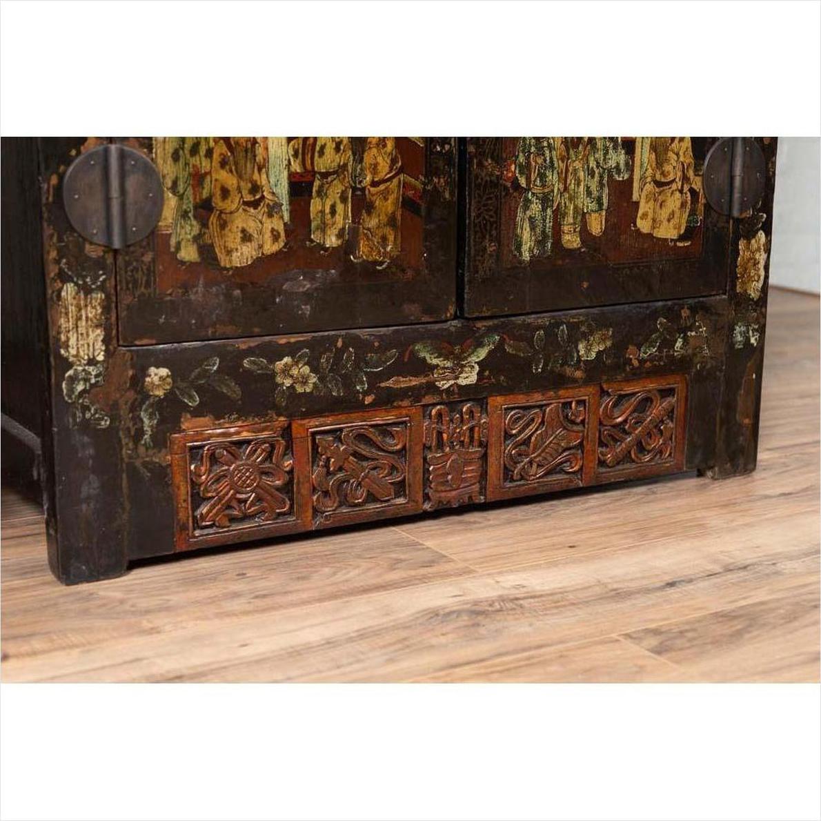 Pair of Antique Chinese Display Cabinets with Hand Painted Chinoiserie Motifs-12. Asian &amp; Chinese Furniture, Art, Antiques, Vintage Home Décor for sale at FEA Home