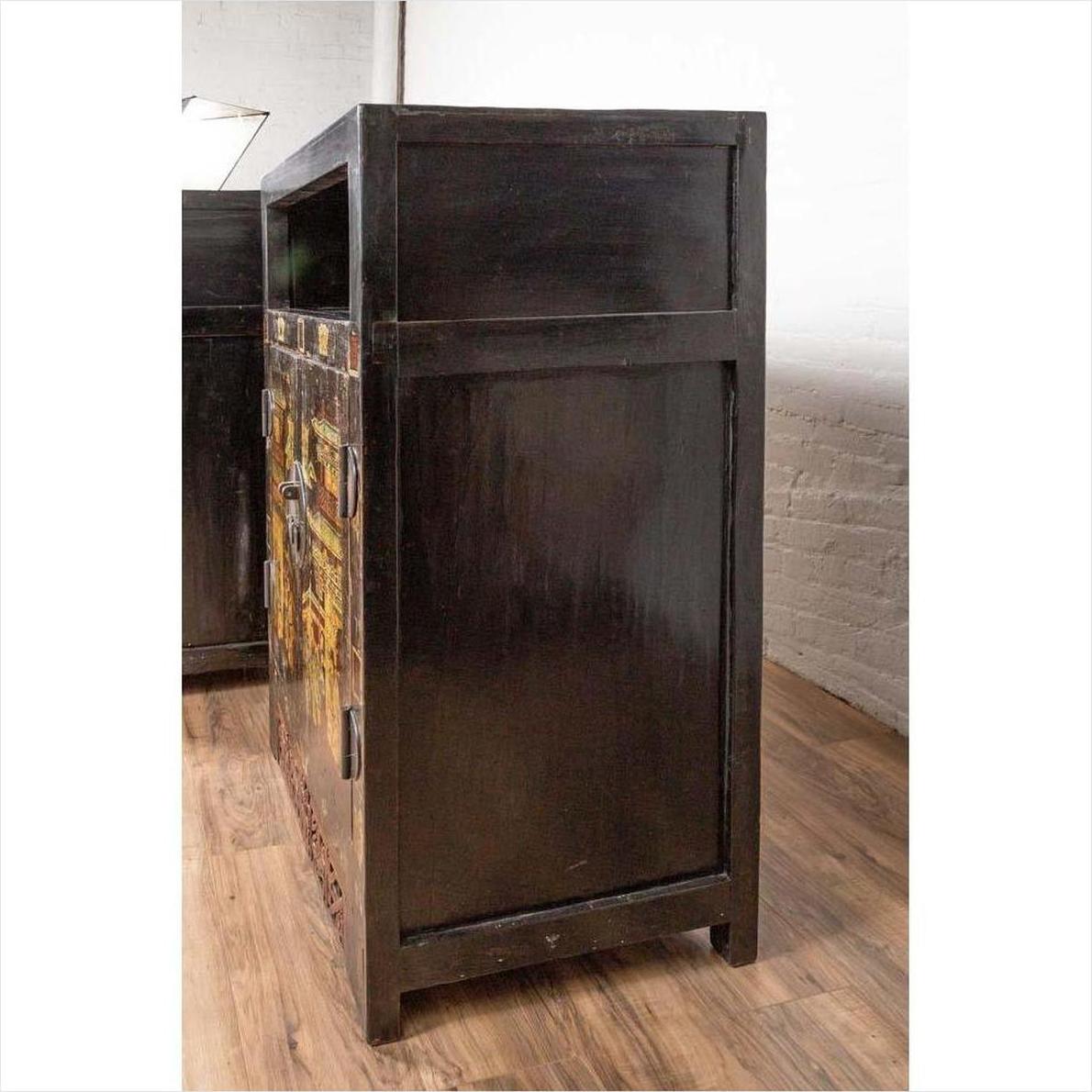 Pair of Antique Chinese Display Cabinets with Hand Painted Chinoiserie Motifs-18. Asian &amp; Chinese Furniture, Art, Antiques, Vintage Home Décor for sale at FEA Home