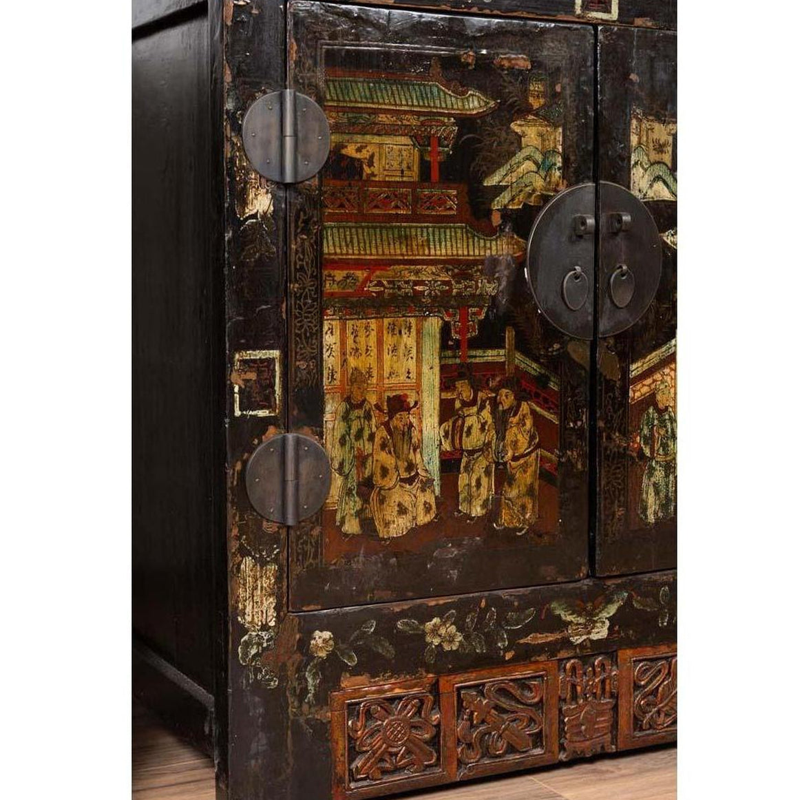 Pair of Antique Chinese Display Cabinets with Hand Painted Chinoiserie Motifs-7. Asian &amp; Chinese Furniture, Art, Antiques, Vintage Home Décor for sale at FEA Home