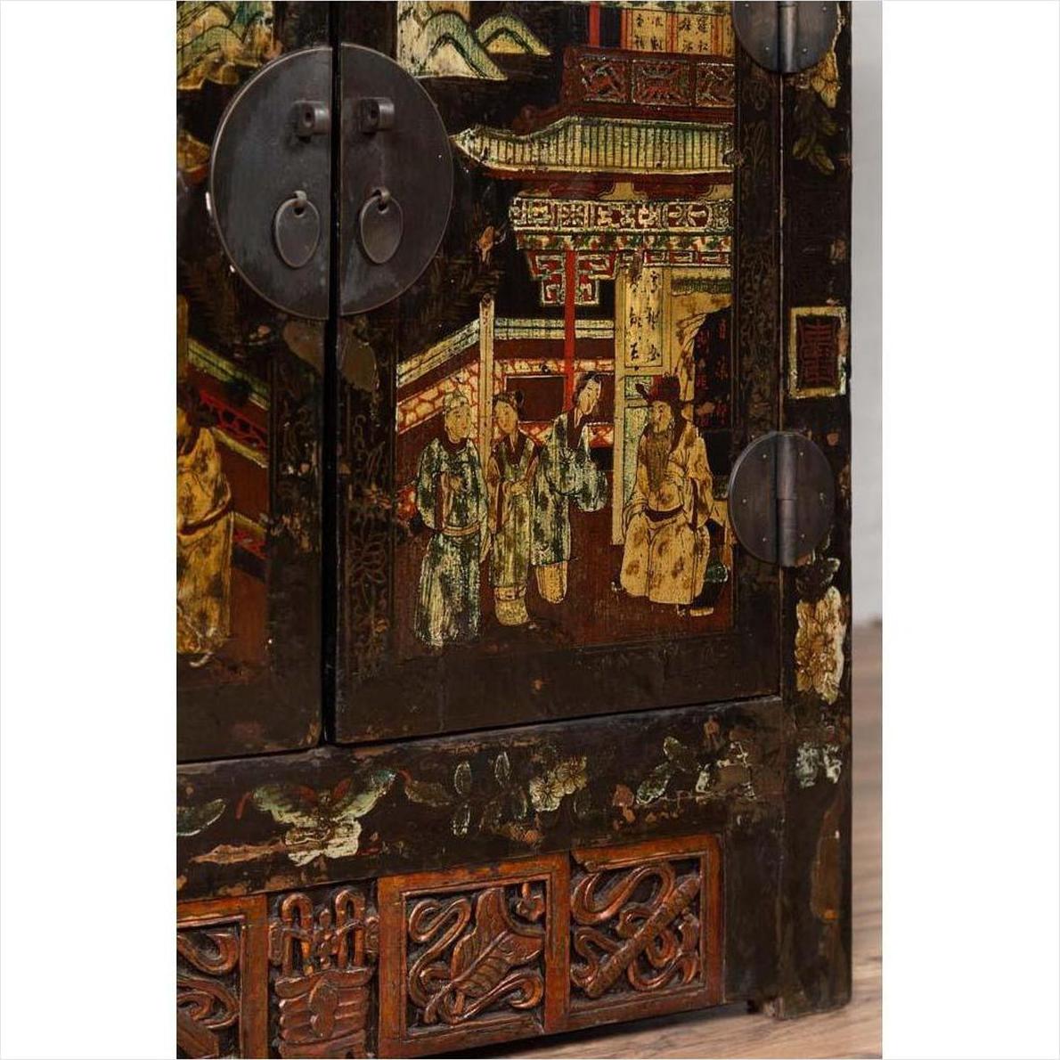 Pair of Antique Chinese Display Cabinets with Hand Painted Chinoiserie Motifs-8. Asian &amp; Chinese Furniture, Art, Antiques, Vintage Home Décor for sale at FEA Home