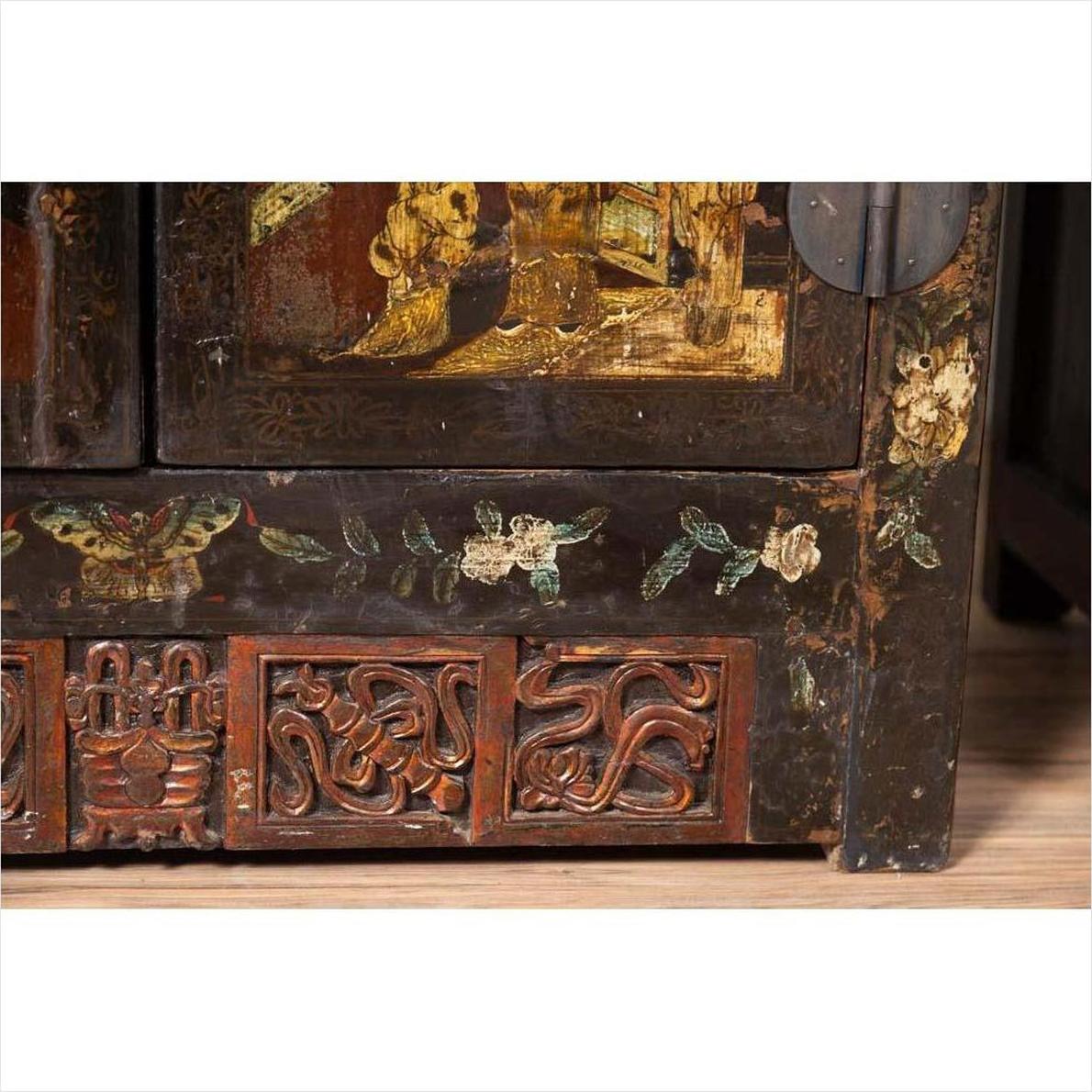 Pair of Antique Chinese Display Cabinets with Hand Painted Chinoiserie Motifs-10. Asian &amp; Chinese Furniture, Art, Antiques, Vintage Home Décor for sale at FEA Home