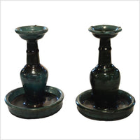 Pair of Antique Chinese Hunan Candle Holders