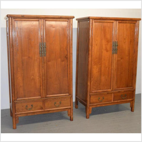Pair of Antique Natural Finish Cabinets