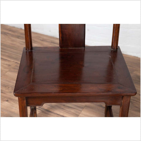 Pair of Chinese Elm Dark Patina Scholar's Ceremonial Chairs with Sinuous Splats-YN6230-11. Asian & Chinese Furniture, Art, Antiques, Vintage Home Décor for sale at FEA Home