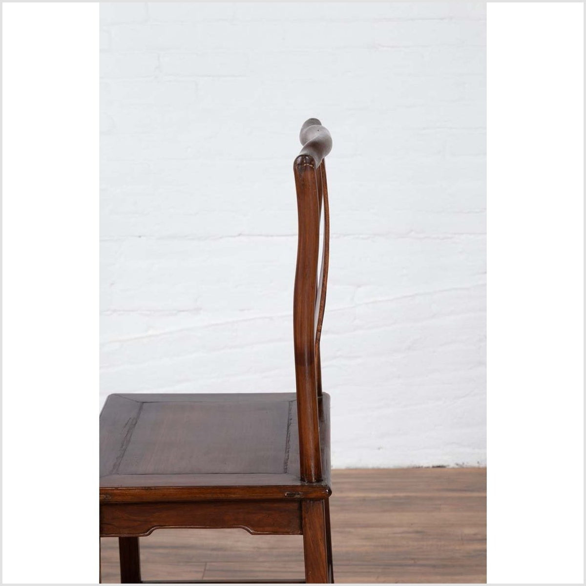 Pair of Chinese Elm Dark Patina Scholar&#39;s Ceremonial Chairs with Sinuous Splats-17. Asian &amp; Chinese Furniture, Art, Antiques, Vintage Home Décor for sale at FEA Home
