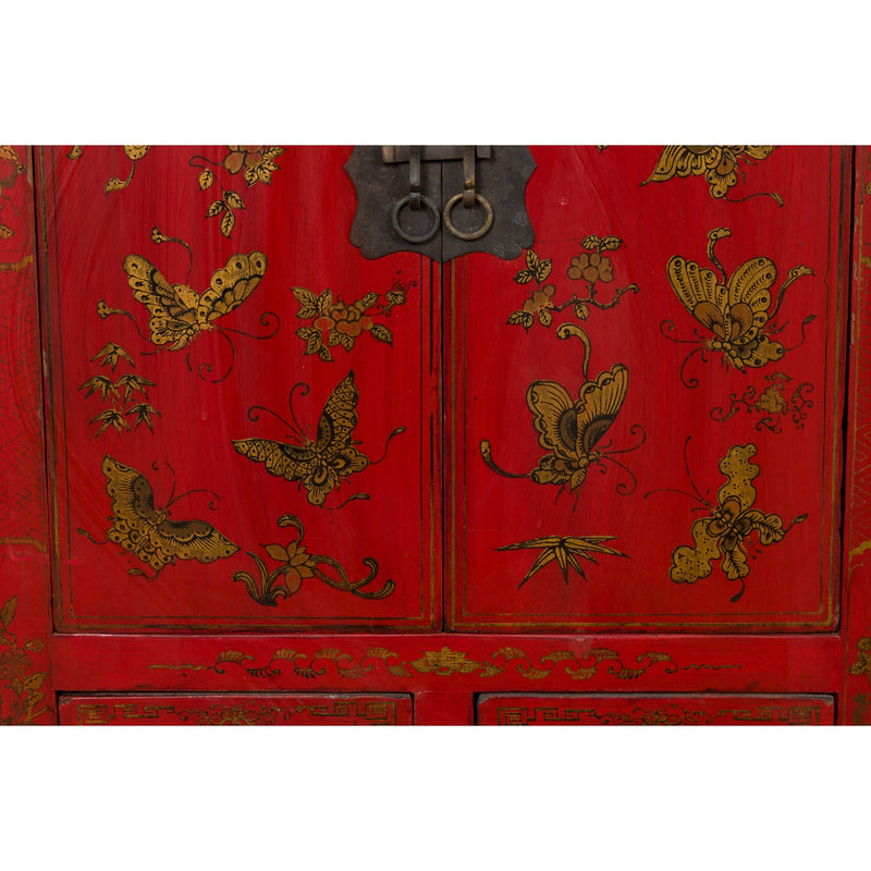 This-is-a-picture-of-a-Pair of Chinese Qing Dynasty Red Lacquer Bedside Cabinets with Butterfly Décor-image-position-10-style-YN1742-Shop-for-Vintage-and-Antique-Asian-and-Chinese-Furniture-for-sale-at-FEA Home-NYC