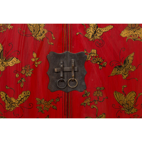 This-is-a-picture-of-a-Pair of Chinese Qing Dynasty Red Lacquer Bedside Cabinets with Butterfly Décor-image-position-9-style-YN1742-Shop-for-Vintage-and-Antique-Asian-and-Chinese-Furniture-for-sale-at-FEA Home-NYC