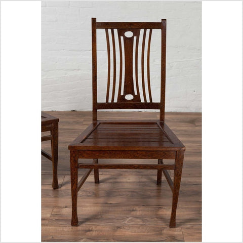 Pair of Mid-century Wooden Vintage Indonesian Side Chairs with Pierced Splats-YN6424-4. Asian & Chinese Furniture, Art, Antiques, Vintage Home Décor for sale at FEA Home