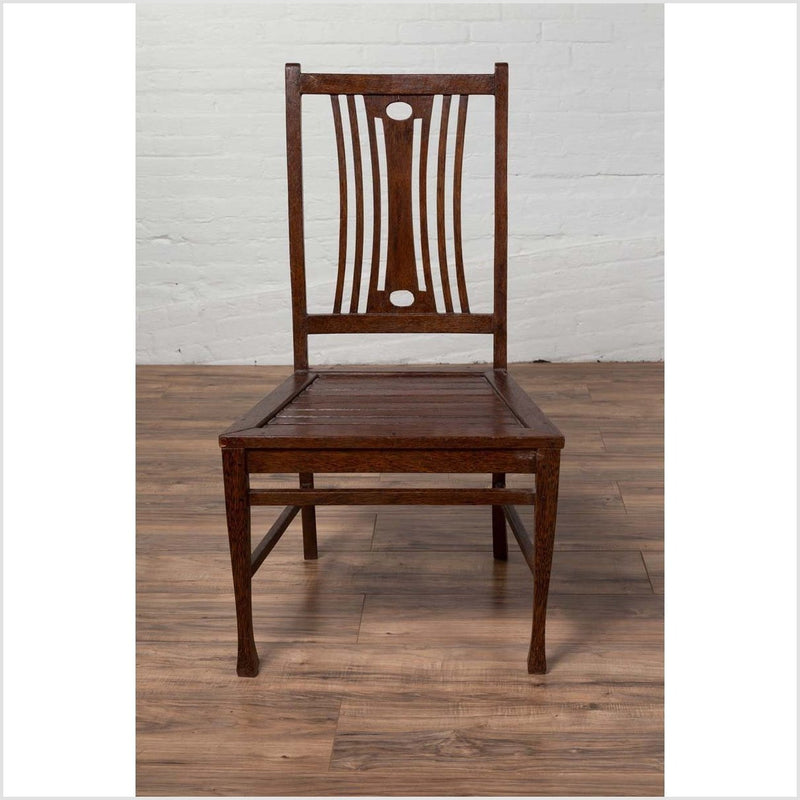 Pair of Mid-century Wooden Vintage Indonesian Side Chairs with Pierced Splats-YN6424-5. Asian & Chinese Furniture, Art, Antiques, Vintage Home Décor for sale at FEA Home