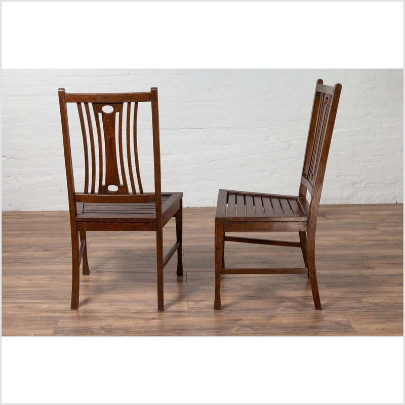 Pair of Mid-century Wooden Vintage Indonesian Side Chairs with Pierced Splats-YN6424-6. Asian & Chinese Furniture, Art, Antiques, Vintage Home Décor for sale at FEA Home