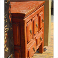 Pair of Red Bedside Cabinets