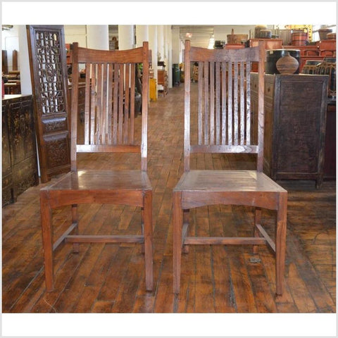 Pair of Teak Armless Chairs-YN1972-3. Asian & Chinese Furniture, Art, Antiques, Vintage Home Décor for sale at FEA Home