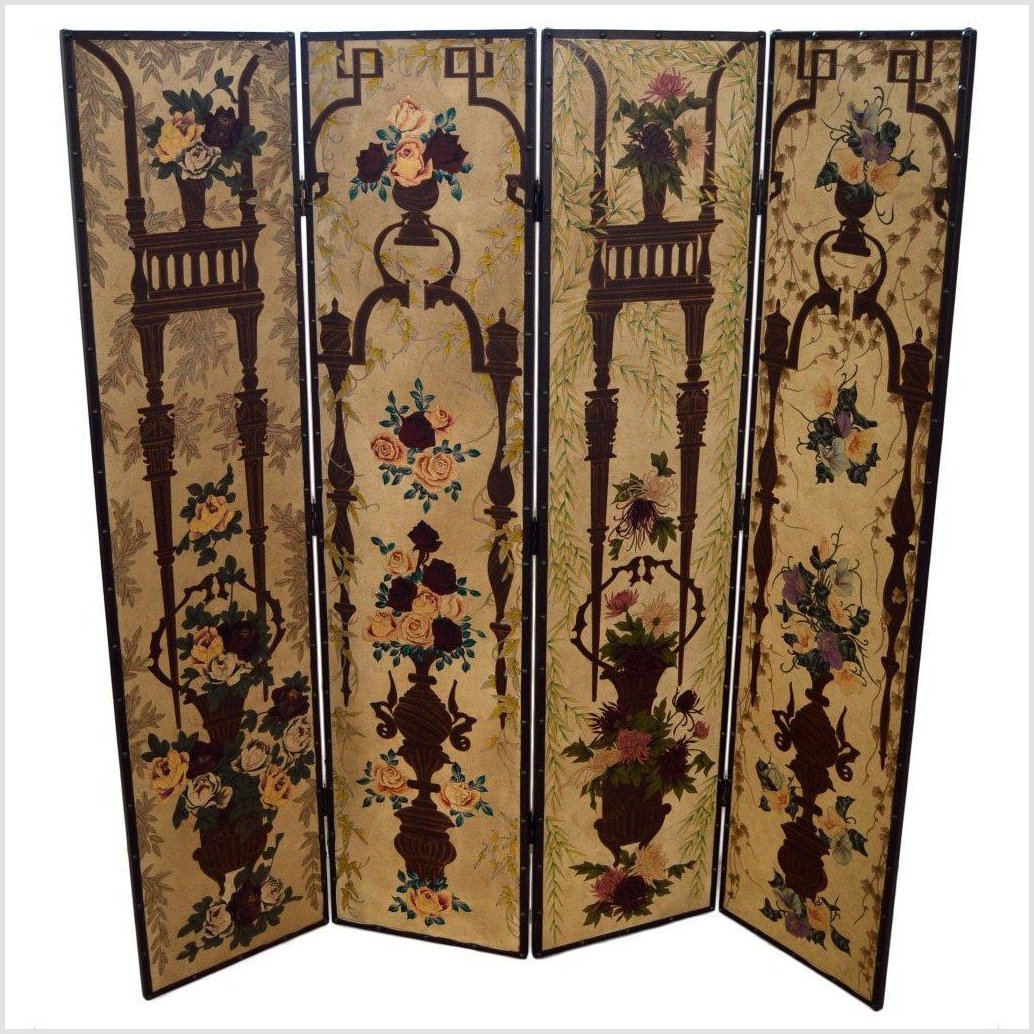 4- Panel Victorian Era Inspired Screen-1. Asian & Chinese Furniture, Art, Antiques, Vintage Home Décor for sale at FEA Home