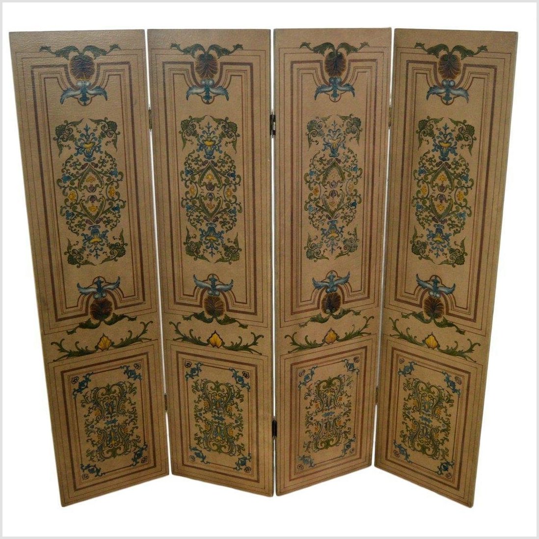 4-Panel Victorian Style Designed Screen- Asian Antiques, Vintage Home Decor & Chinese Furniture - FEA Home
