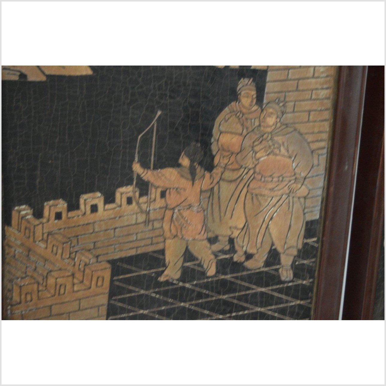4-Panel Black Lacquered Screen with Chinoiserie-11. Asian &amp; Chinese Furniture, Art, Antiques, Vintage Home Décor for sale at FEA Home
