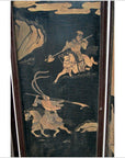 4-Panel Black Lacquered Screen with Chinoiserie-12. Asian & Chinese Furniture, Art, Antiques, Vintage Home Décor for sale at FEA Home