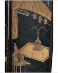 4-Panel Black Lacquered Screen with Chinoiserie-15. Asian & Chinese Furniture, Art, Antiques, Vintage Home Décor for sale at FEA Home