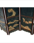 4-Panel Black Lacquered Screen with Chinoiserie-21. Asian & Chinese Furniture, Art, Antiques, Vintage Home Décor for sale at FEA Home