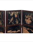4-Panel Black Lacquered Screen with Chinoiserie-4. Asian & Chinese Furniture, Art, Antiques, Vintage Home Décor for sale at FEA Home