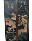 4-Panel Black Lacquered Screen with Chinoiserie-6. Asian & Chinese Furniture, Art, Antiques, Vintage Home Décor for sale at FEA Home